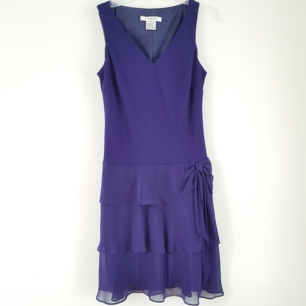 Evan-Pecone purple sleeveless fitted layered dre - Picture 4 of 8